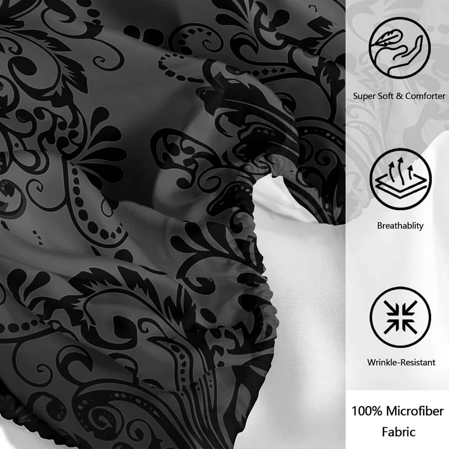 AILONEN 4-Piece Black Goth Skull Fitted Sheet Set King Size,Floral Gothic Skull Bed Sheet Set for Bedroom Decor,Boho Tree of Life Fitted/Flat Sheet with 2 Pillowcases