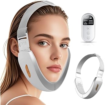 EMS V-Face Face Massager Red/Blue Light Face Massager Double Chin Remover 6 Modes Professional V-Line Face Trimmer for Slim Jaw Line Face Massager with Remote Control Type C