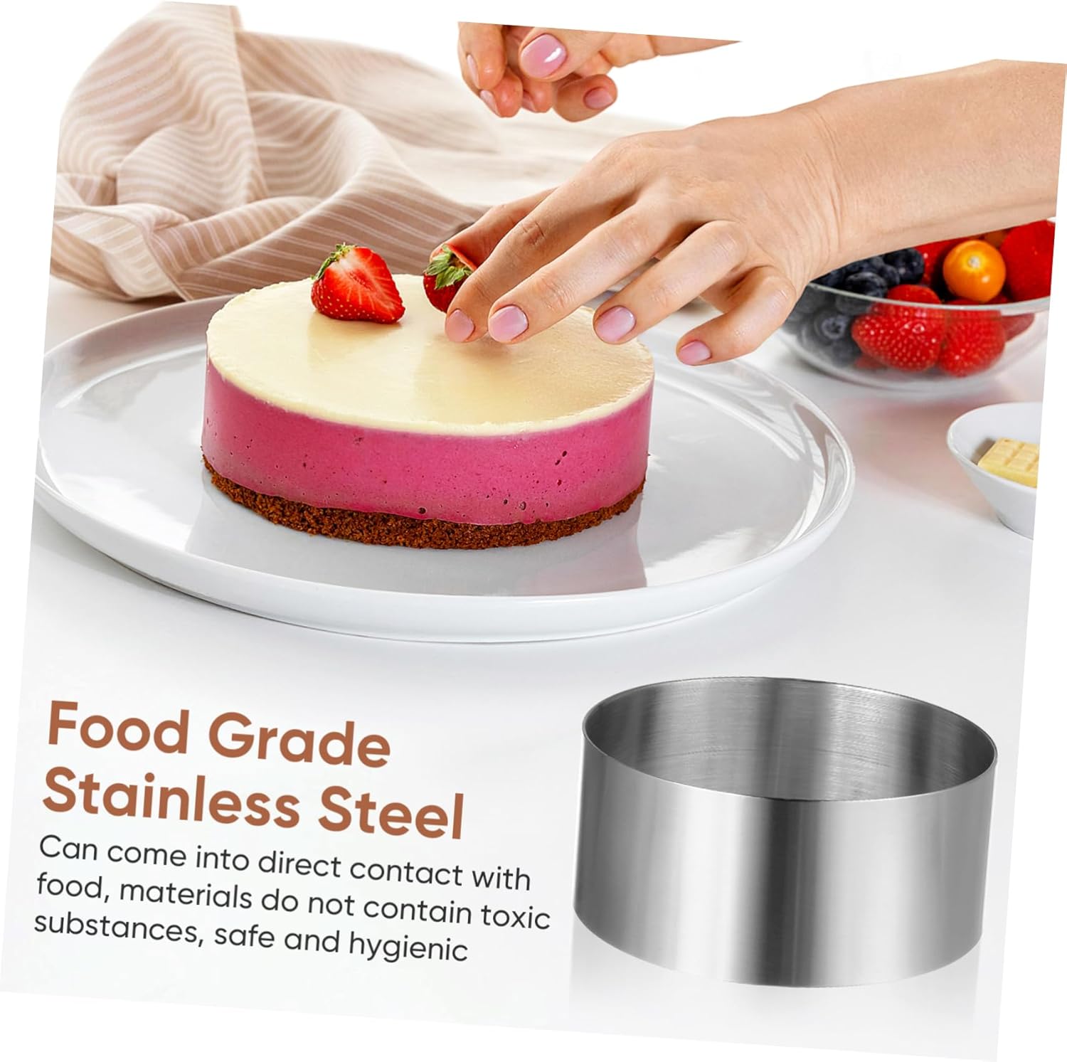 Alipis 20pcs Round Stainless Steel Mousse Molds for Baking Cake Cutters and Cookie Molds Kitchen Tools for Desserts and Pastries