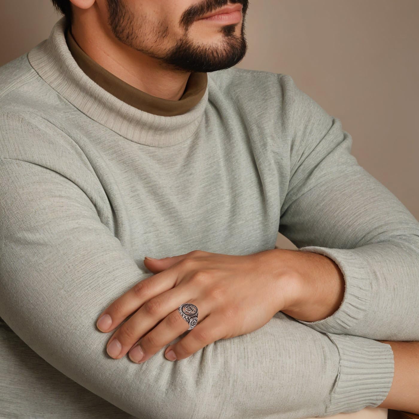 LeCalla Solid 925 Sterling Silver Rings for Men | King Royal Crown Mens Ring Vintage Style Oxidised Royal Men Crown Pattern Ring | Men's Silver Rings Gifts for Him Dad Father Husband (Size 8-10 No.)