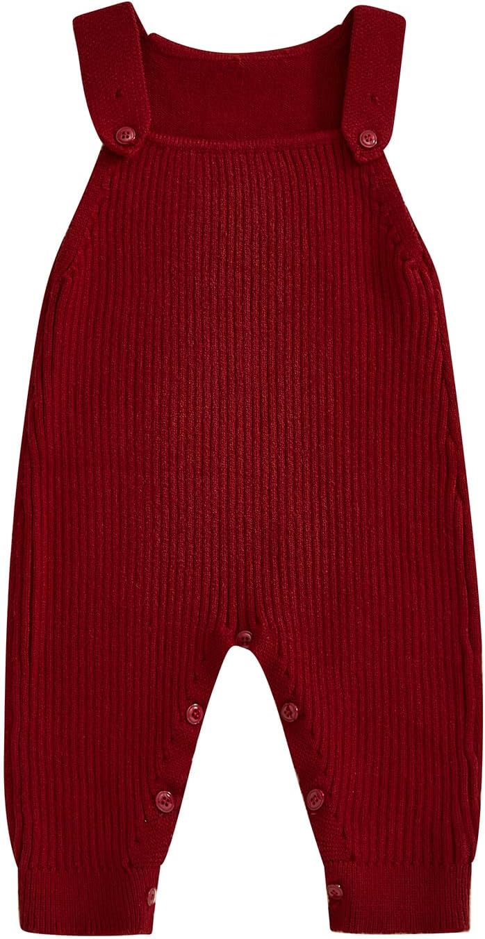 Sasaerucure Fall Winter Clothes Infant Baby Girl Boy Sweater Romper Pants Solid Knit Jumpsuit Overall One Piece Outfit
