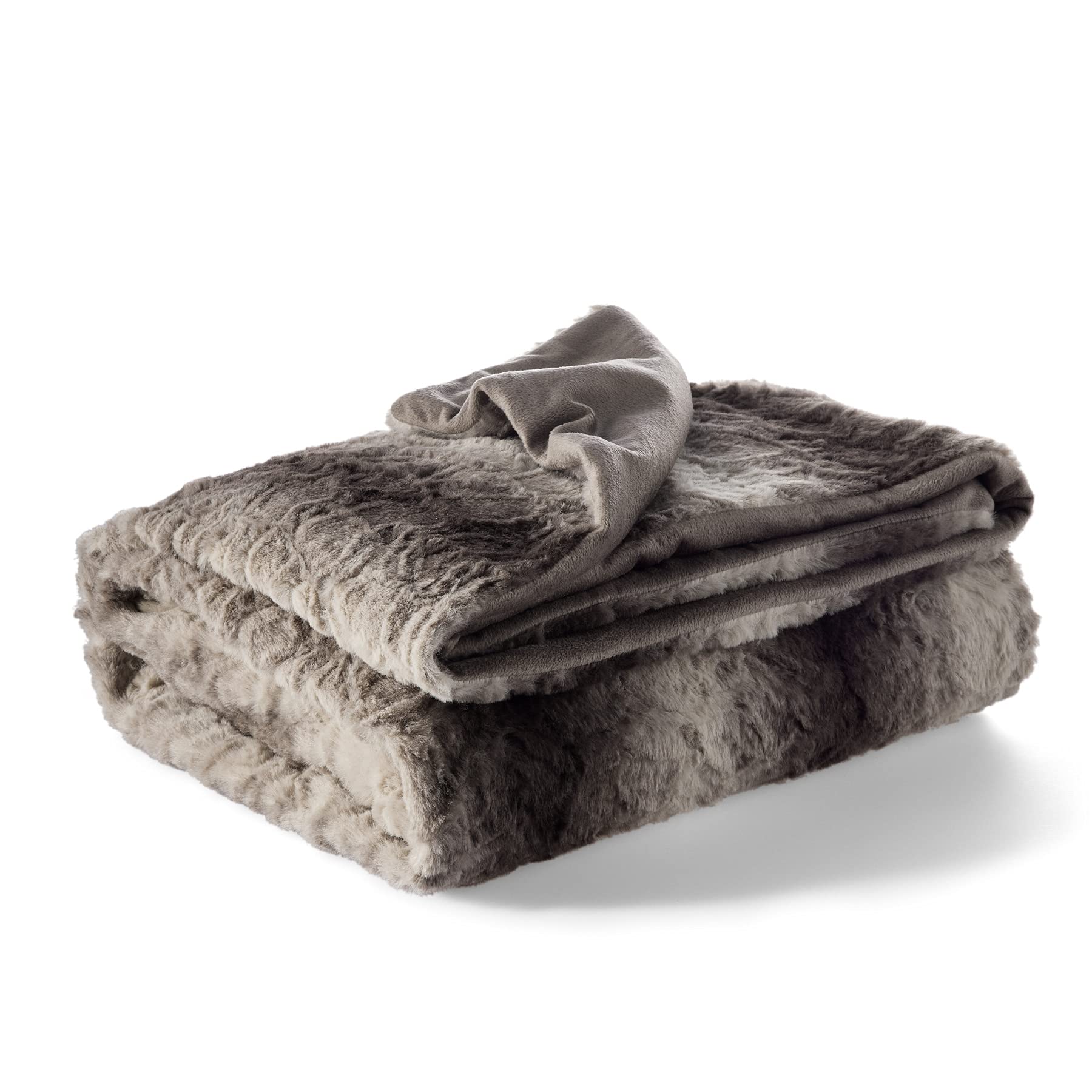 Bedsure Rabbit Faux Fur Throw Blanket for Couch - Dark Taupe Fuzzy Fluffy Warm Soft Blanket for Sofa, 50x60 Inches
