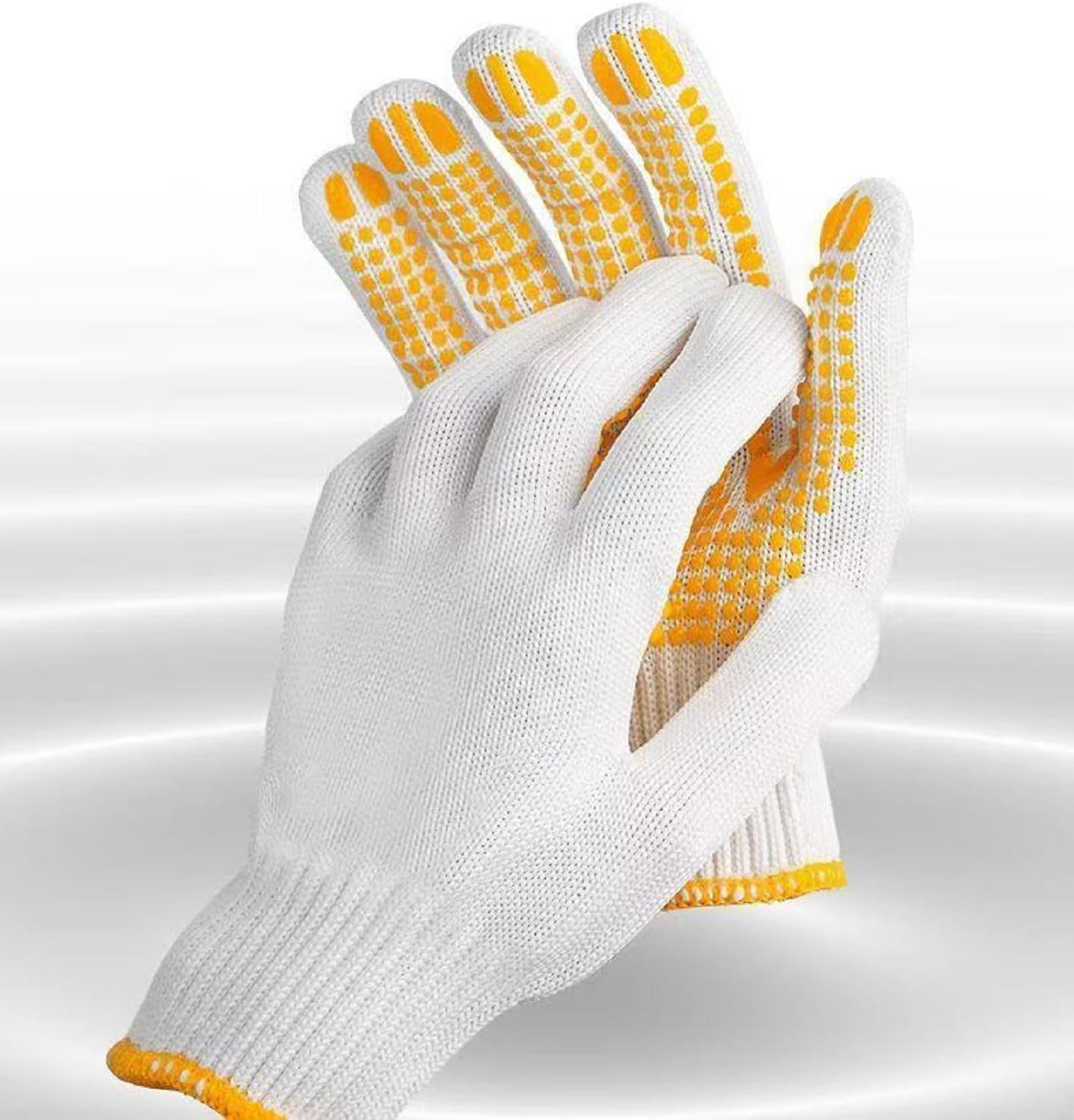 Safety Work Gloves with Anti-slip Dots 12 Pairs White Polyester Knitted Gloves for Garage Warehouse Industrial Gardening - Image 5