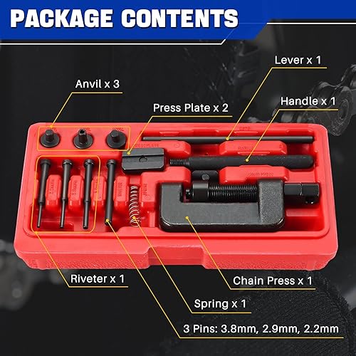 Miniatura 2 de DASBET Kit de herramienta de rompedor de cadena de 13 piezas  Juego de rompedor de cadena para motocicleta, rompedor de cadena, cortador de