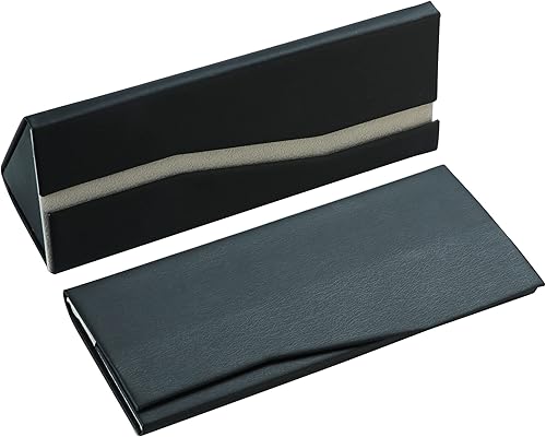 LifeArt Paquete de 2 fundas plegables para gafas, fácil de llevar, cuero mate y cierre magnético para lectura, escuela, oficina