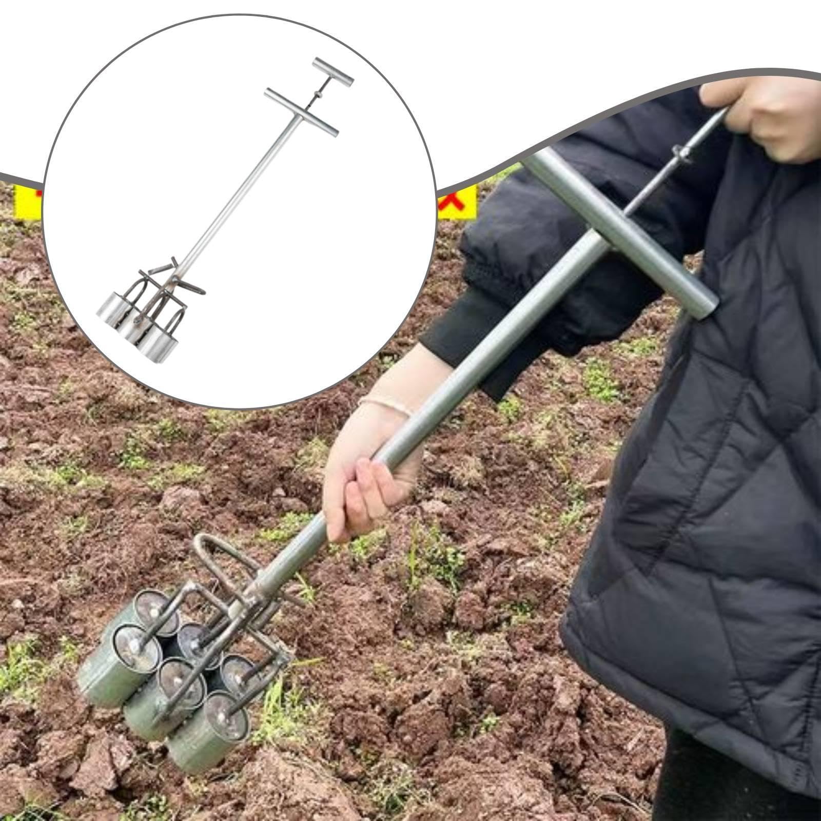 Sembradora Manual de Jardín para Semillas de Hortalizas Y Bulbos. Herramienta de Presión para Plantar Bulbos de Jardín. Tubo con Diseño Ergonómico. Ad, 6 Hoyos, tal como se describe