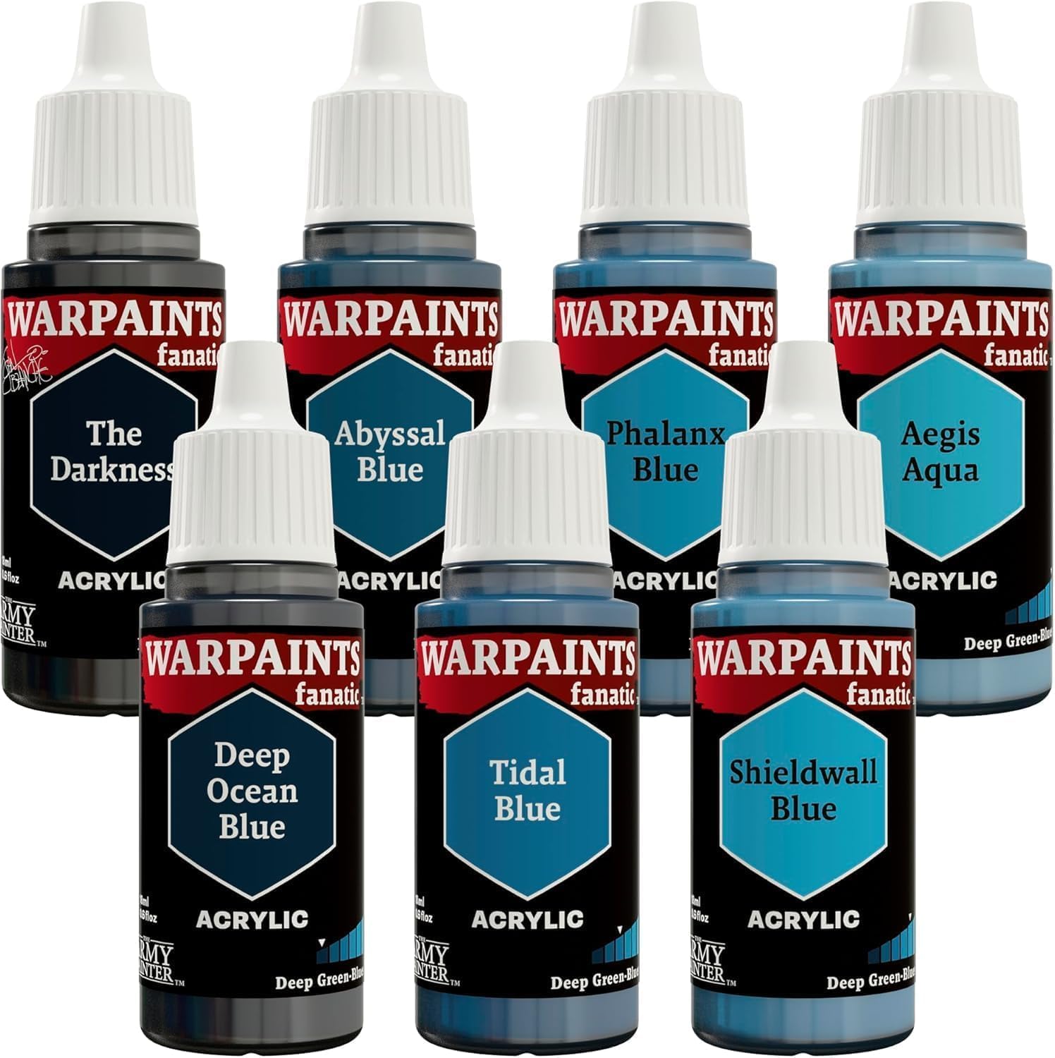 The Army Painter, Warpaints Flexible Triad PLUS+: Deep Green-Blues, 7 x 18 ml acrylic paints - Miniature quality hobby paint for Dungeons and Dragons (DnD) & Warhammer Miniatures
