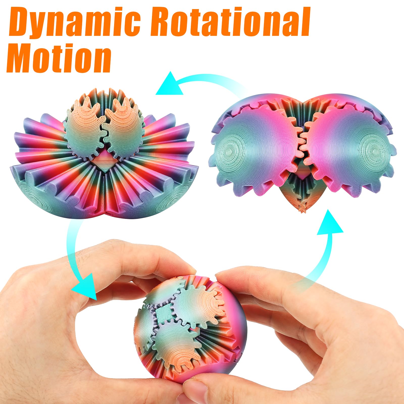 RZCOMP Gear Ball Fidget Toy 3D Printed Gear Ball Sphere Fidget Toys for Stress Relief Anxiety,Gift for Kids and Adults (iridescent) - Image 3