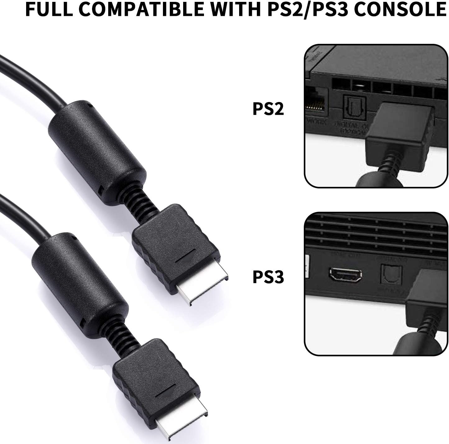 2 Pack HD Component AV Cables for PS3 PS2 & Slim, Game Console Component Connection Accessories AV Cable (6ft/1.83m)
