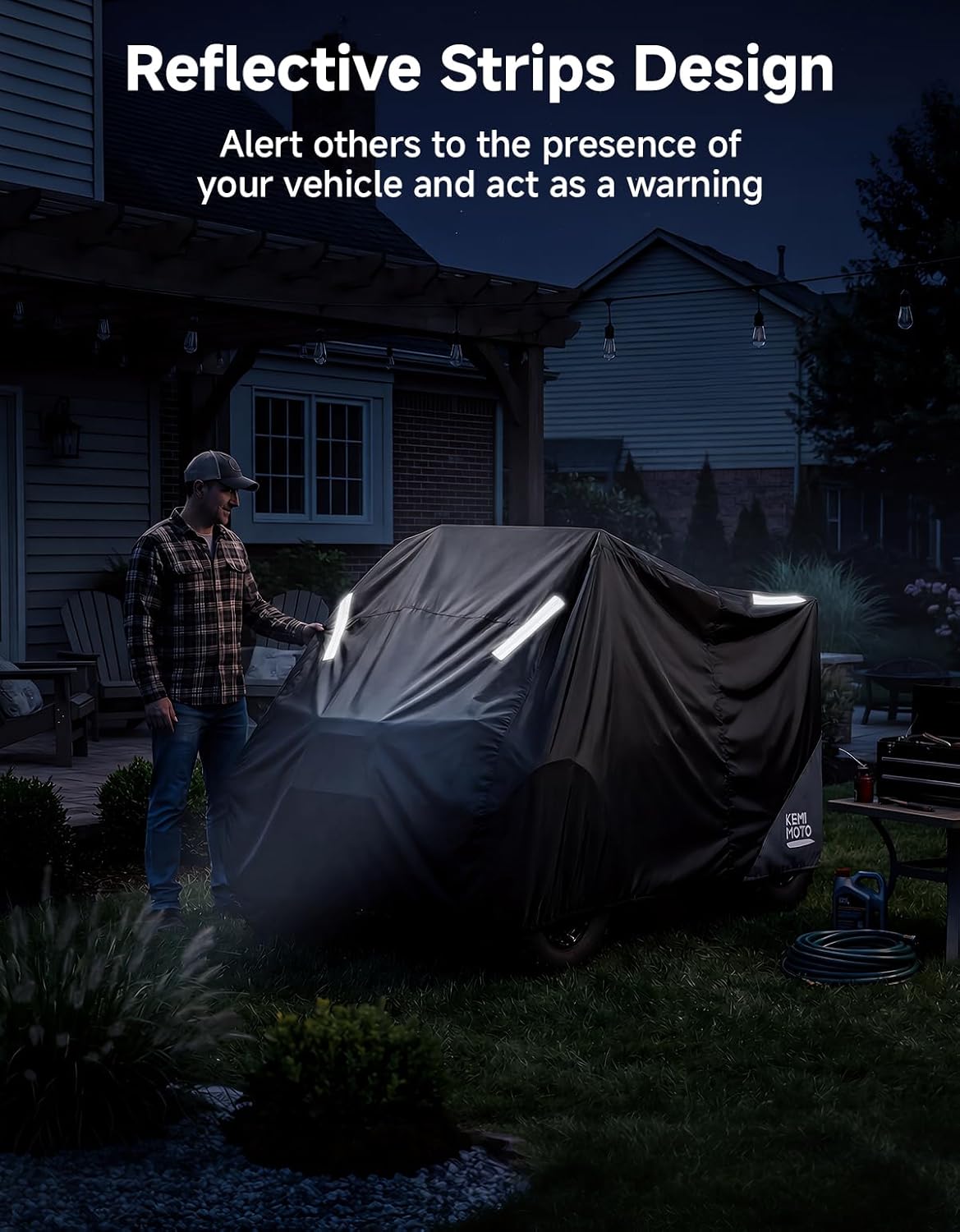 KEMIMOTO ATV Cover, Universal 4 Wheeler Cover Quad Cover Compatible with YFZ 450R Raptor 700 Fourtrax Recon Arctic Cat 300 Can-Am TRX, 78.7''L X 43.3''W X 43''H