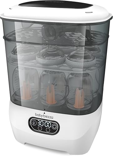 Baby Brezza Baby Bottle Steriliser and Dryer Advanced – Electric Steriliser Steam Machine – Universal Sterilising for All Bottles: Plastic + Glass + Newborn Dummy + Breast Pump Parts - HEPA Filtration
