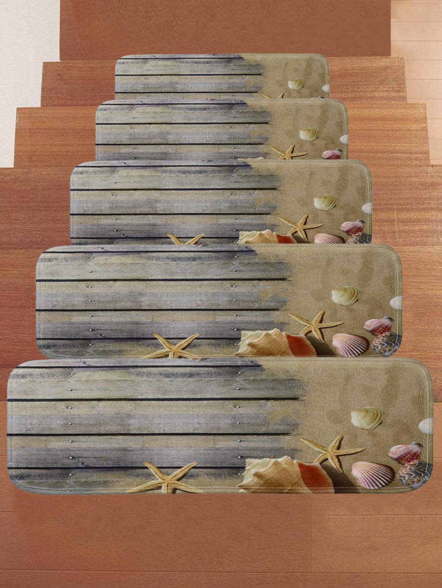 Alfombras de madera para escaleras antideslizantes de interior y exterior en pack de 15 unidades