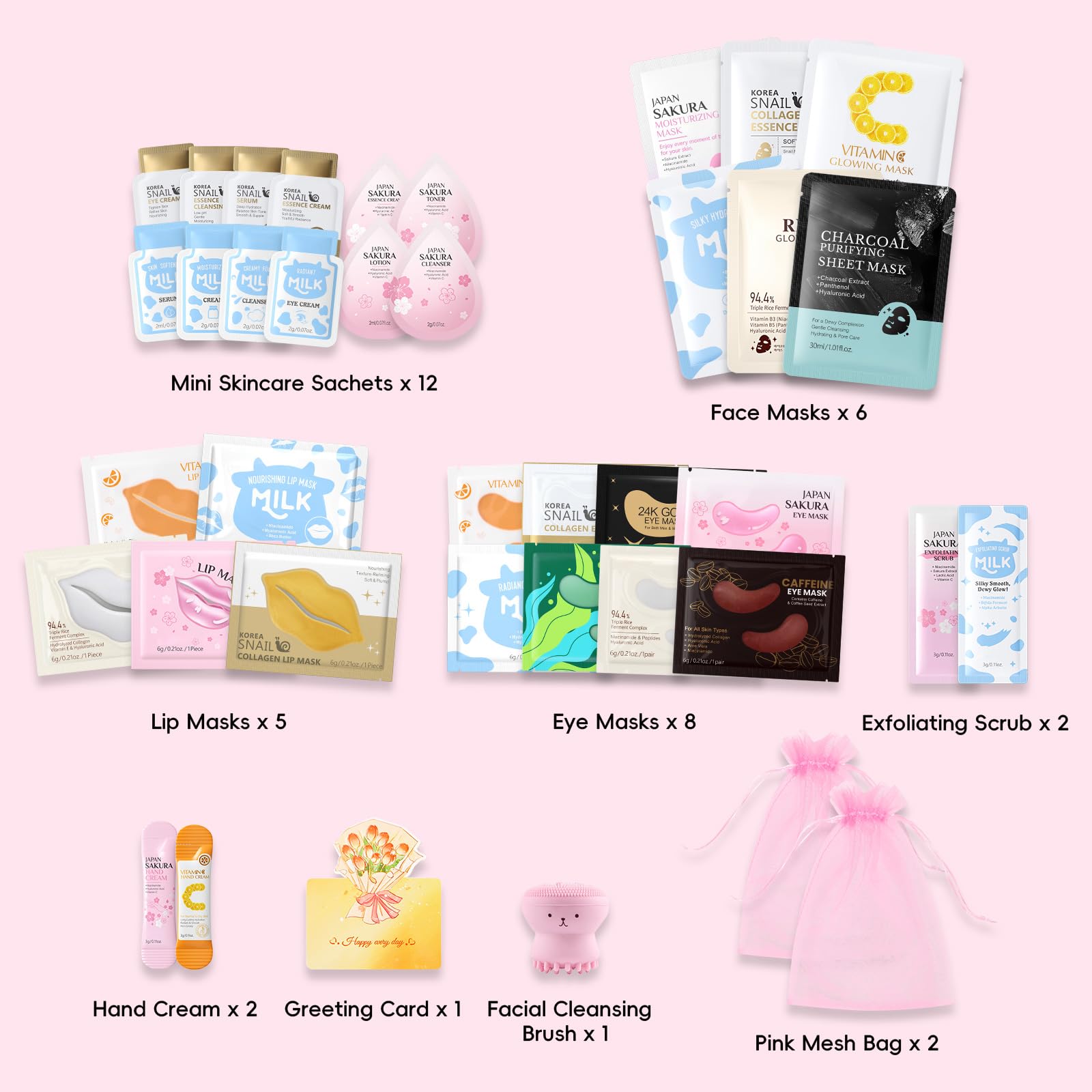 SPA-party-zubehör für Mädchen 36 Stück Reise Pflegeset Damen | Geschenkset Frauen Hautpflege, mit Augenpads Lippenmaske Feuchtigkeitsmaske, für Geburtstag, Übernachtung, Party