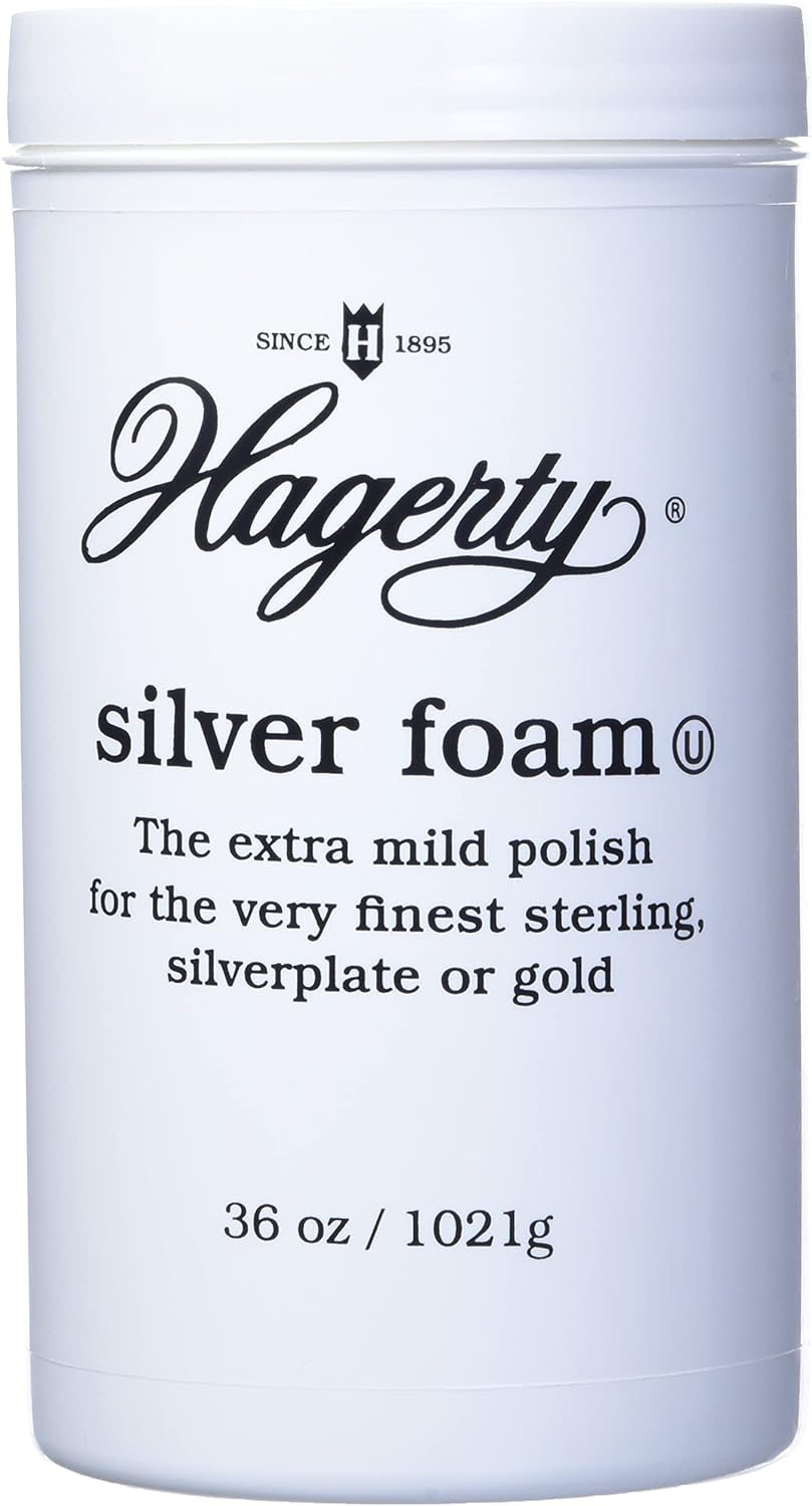 Hagerty Silver Foam: Mild Silver Polish, Gently Removes Tarnish from Sterling, Silver Plate, and Gold, 36-Ounce