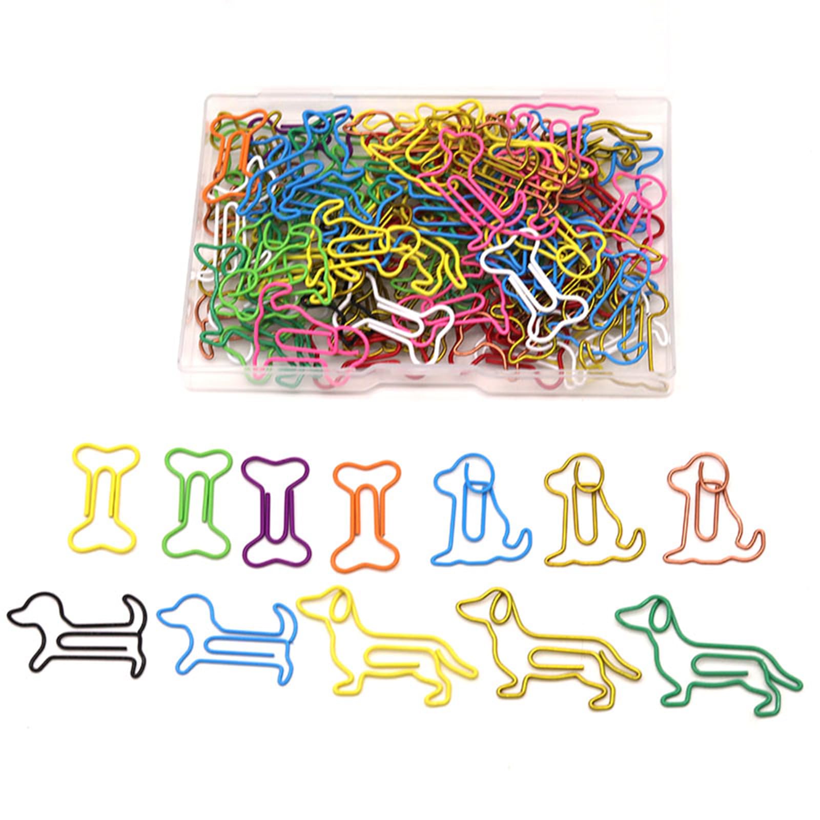 NELJIBEHU 100 pcs Cute Animal Paper Clips Assorted Colors, Dog Shaped Paperclips, Fun Office and School Supplies for Dog Lovers, Coworkers, Teachers,