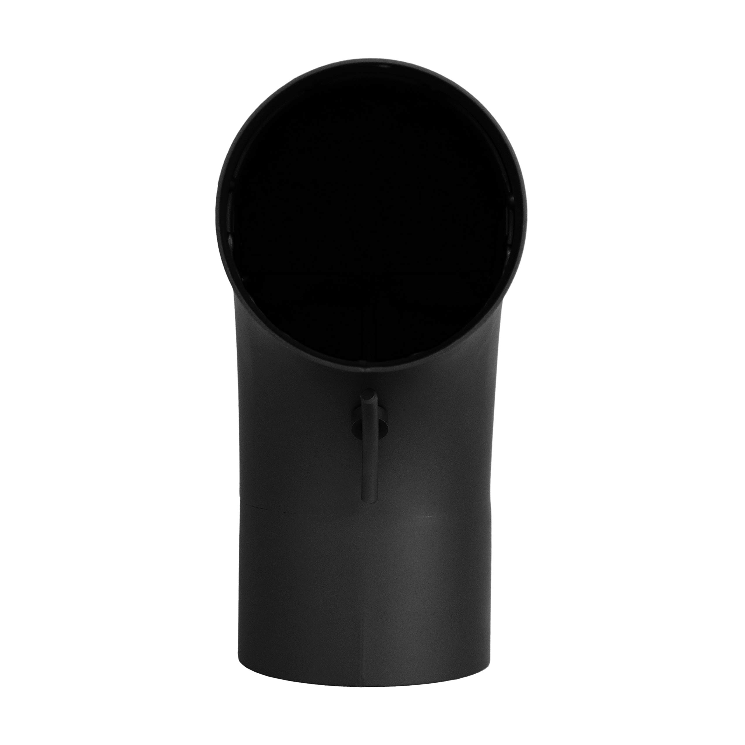 LANZZAS Ofenrohr Bogen 90° gezogen mit Tür (fullform) - im Durchmesser 150 mm - Farbe: schwarz - Rauchrohr/Knie-Bogen mit Reinigungsverschluss