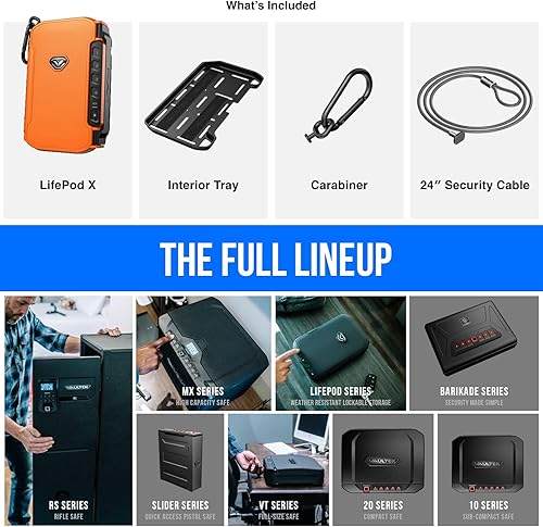 Vista 6 de VAULTEK LifePod X Micro - Caja de seguridad electrónica resistente a la intemperie, caja de viaje segura, mini funda portátil con teclado anaranjado