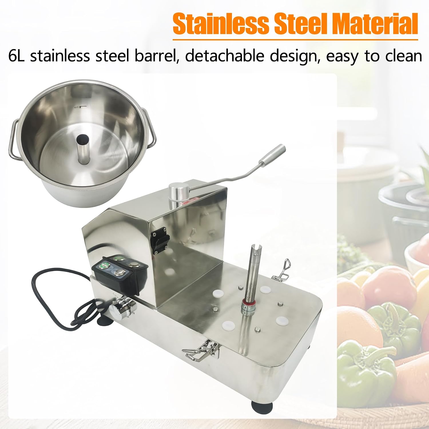 TECHTONGDA Commercial Meat Vegetable Food Processor, 6L Electric Meat Grinders, Multifunctional Food Shredder Vegetable Chopper, Food Mixer Machine for Chopping Vegetables, Meat, Grains, Nuts
