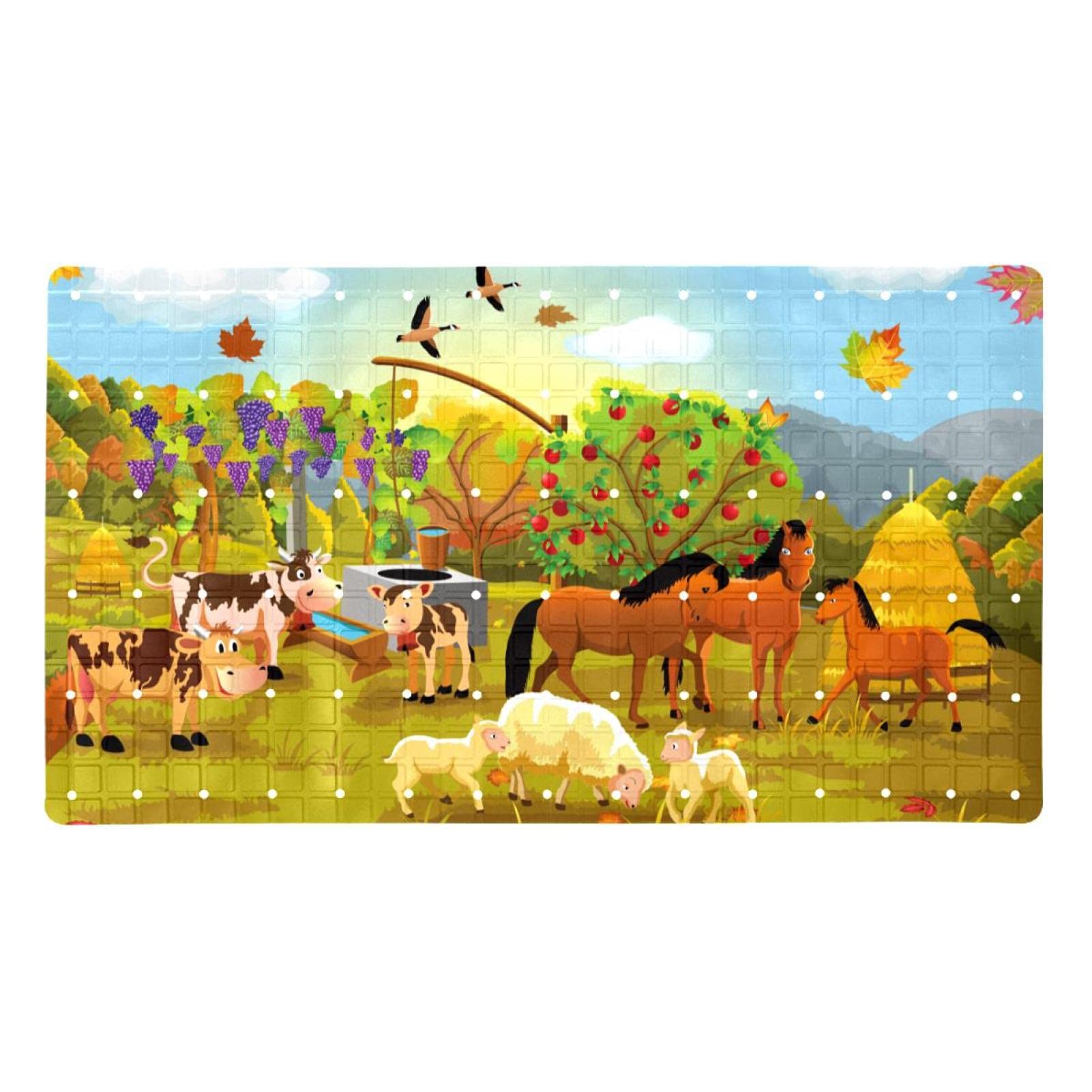 Tapis de bain antidérapant en PVC rectangulaire à trous de drainage