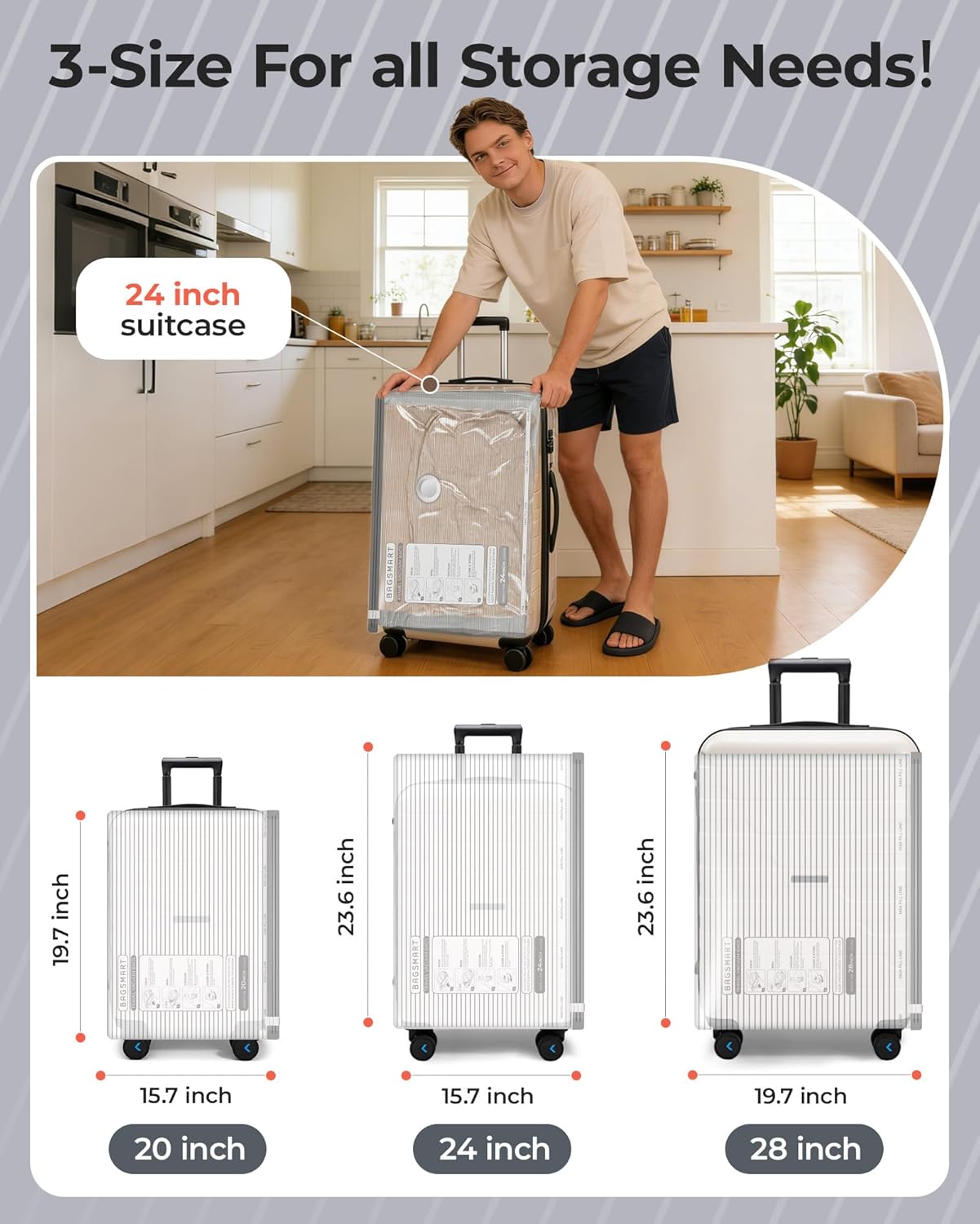 BAGSMART Vacuum Bags for Travel with Rechargeable Air Pump, Portable Space Saver Bags for Travel & Home, Vacuum Compression Seal Bag for Clothing, Blanket, 18 Pack Gray