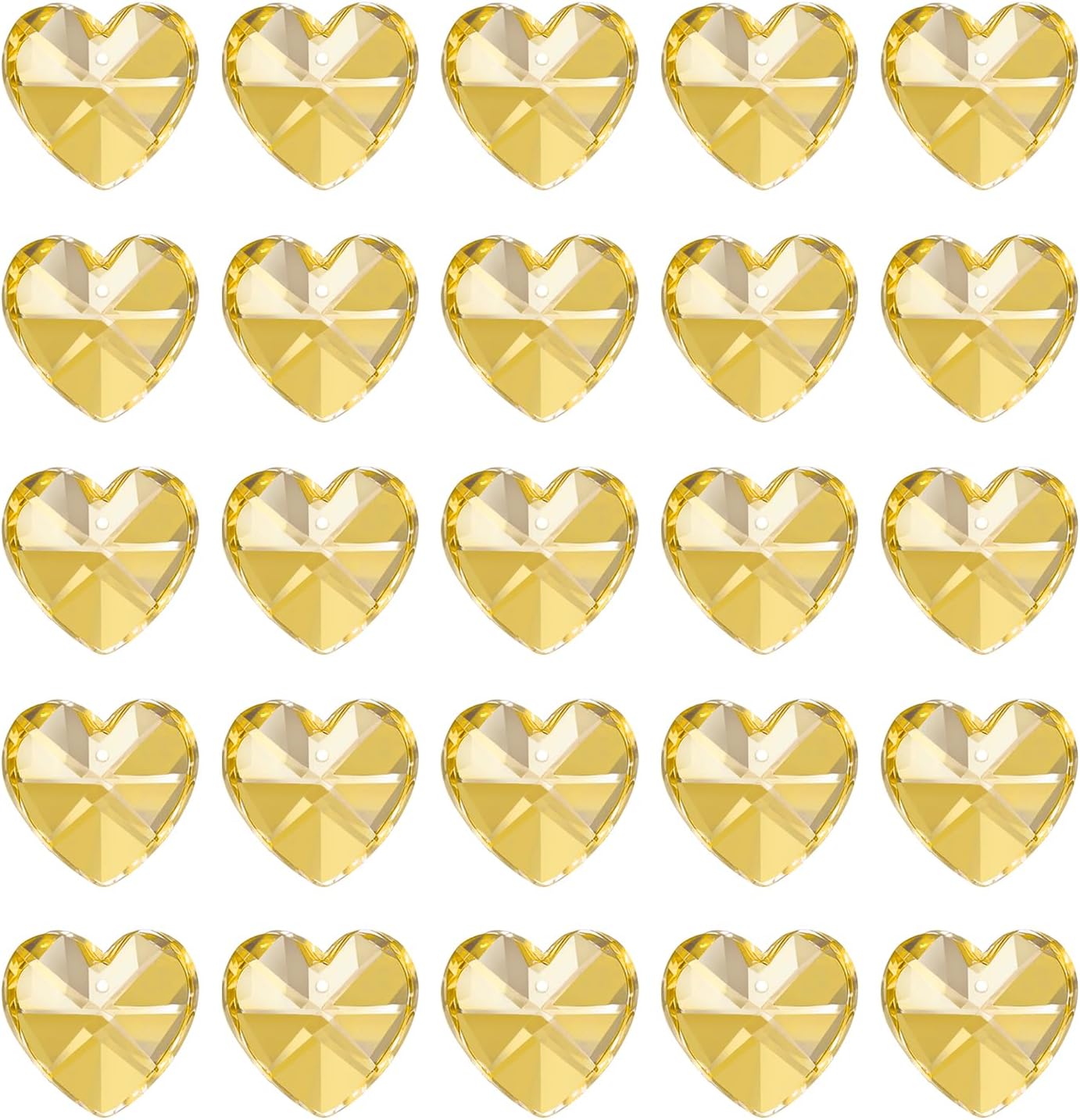 PATIKIL K9 Crystal Heart Beads 1 Holes Pendants, 30 Pack 14mm Chandelier Prisms Parts Ornaments Hanging Beads for DIY Arts Crafts Decoration, Golden