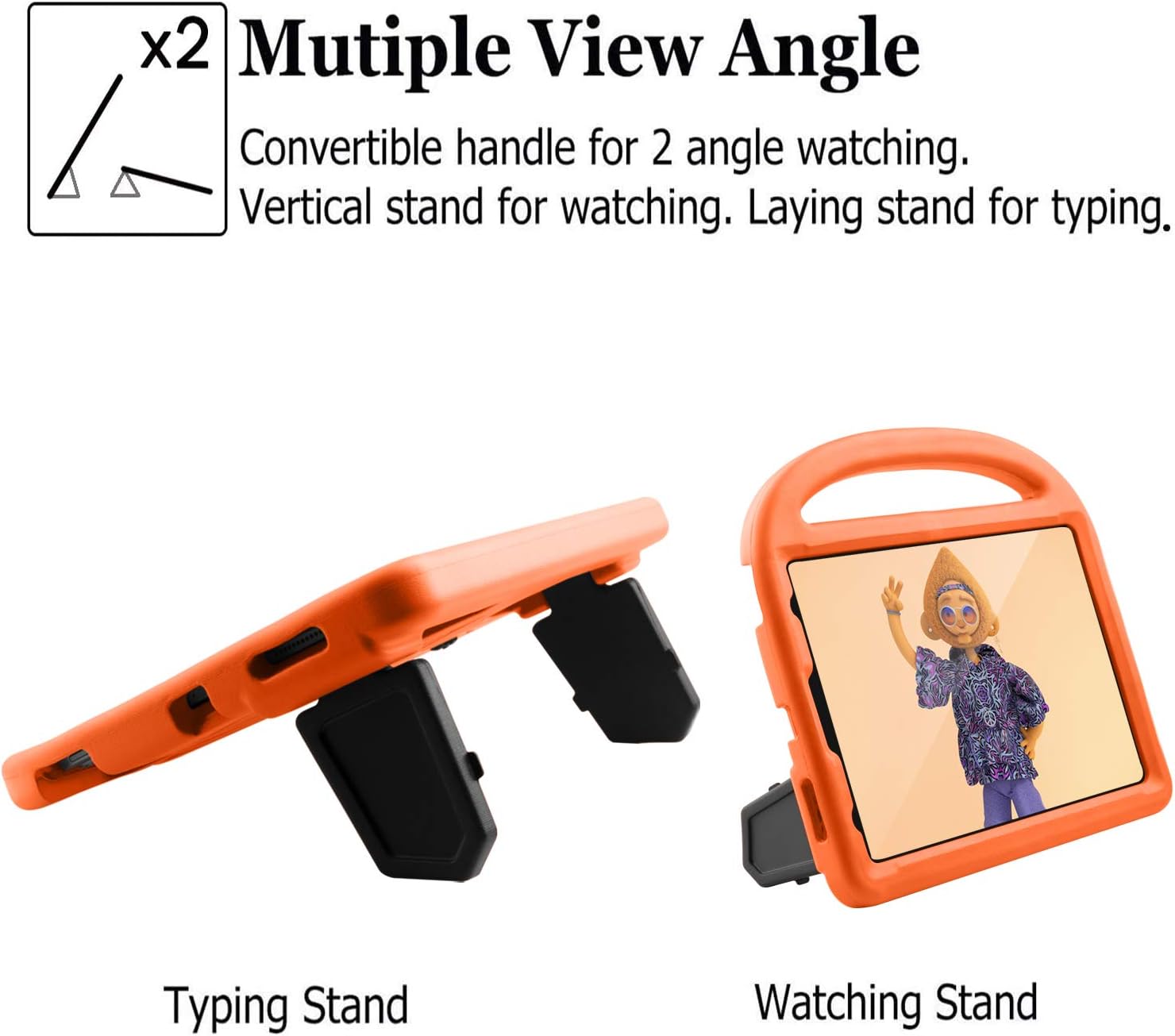 Kids Case for iPad Pro 11-inch 4th/3rd/2nd Generation(2020-2022), Techcircle Child Shockproof EVA Protective Handle Stand Case for iPad Air 5/Air 4 10.9", Support Pencil Charging, Orange