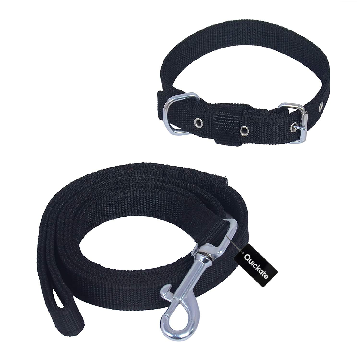 Quickato Dog Belt Combo of Black Collar with Black Dog Leash, Adjustable Neck Size 37 - 49 cm Dog Collar & Leash Dog Collar & Leash (B08TBK8RX4) Amazon Price History, Amazon Price Tracker
