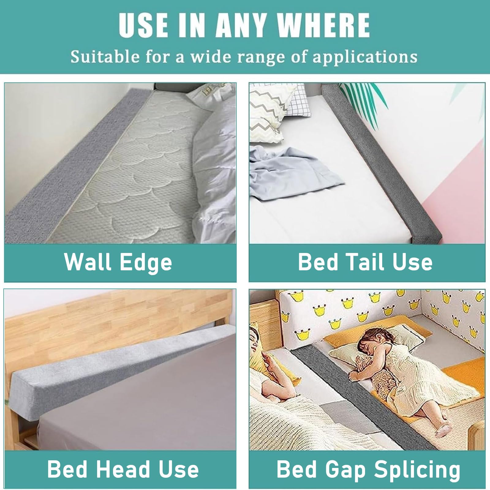 Lange Matratze Bettfüller Füllstoff Extender Kopfteil Kissen Matratzenverlängerung Bettlückenfüller, Lückenfüller zwischen Kopfteil und Matratze oder Wand, Abnehmbarer Bezug(180x15x20cm/70x6x8in,#3)