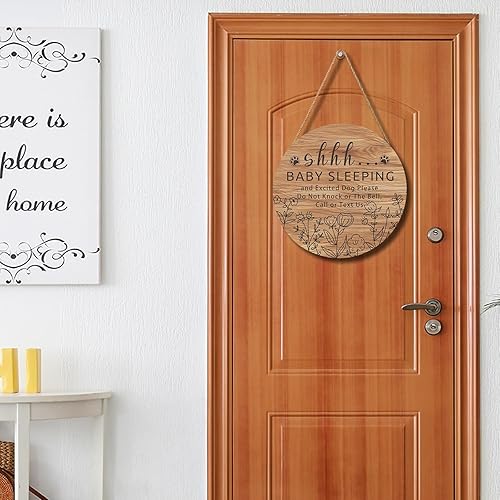 Miniatura 5 de Letrero de sueño de bebé para puerta delantera, 12 x 12 pulgadas, letrero de bienvenida para el timbre de puerta, letrero de bienvenida para casa,