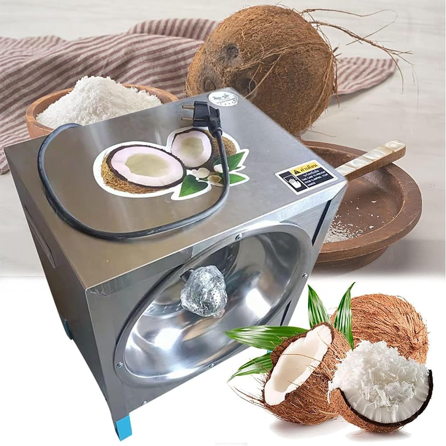 Coconut Grater Scraper Shredder, Electric Commercial Coconut Extracting Machine with Stainless Steel Drill Bit, Save Time