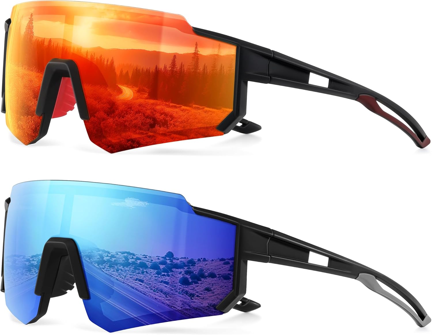 Polarized Sports Sunglasses for Men and Women,Fishing Cycling Mountain Bike Baseball Sunglasses with UV Protection