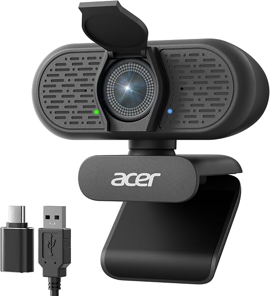 Acer A640 4K Webcam with AI Noise Canceling Mic for Streaming Meetings