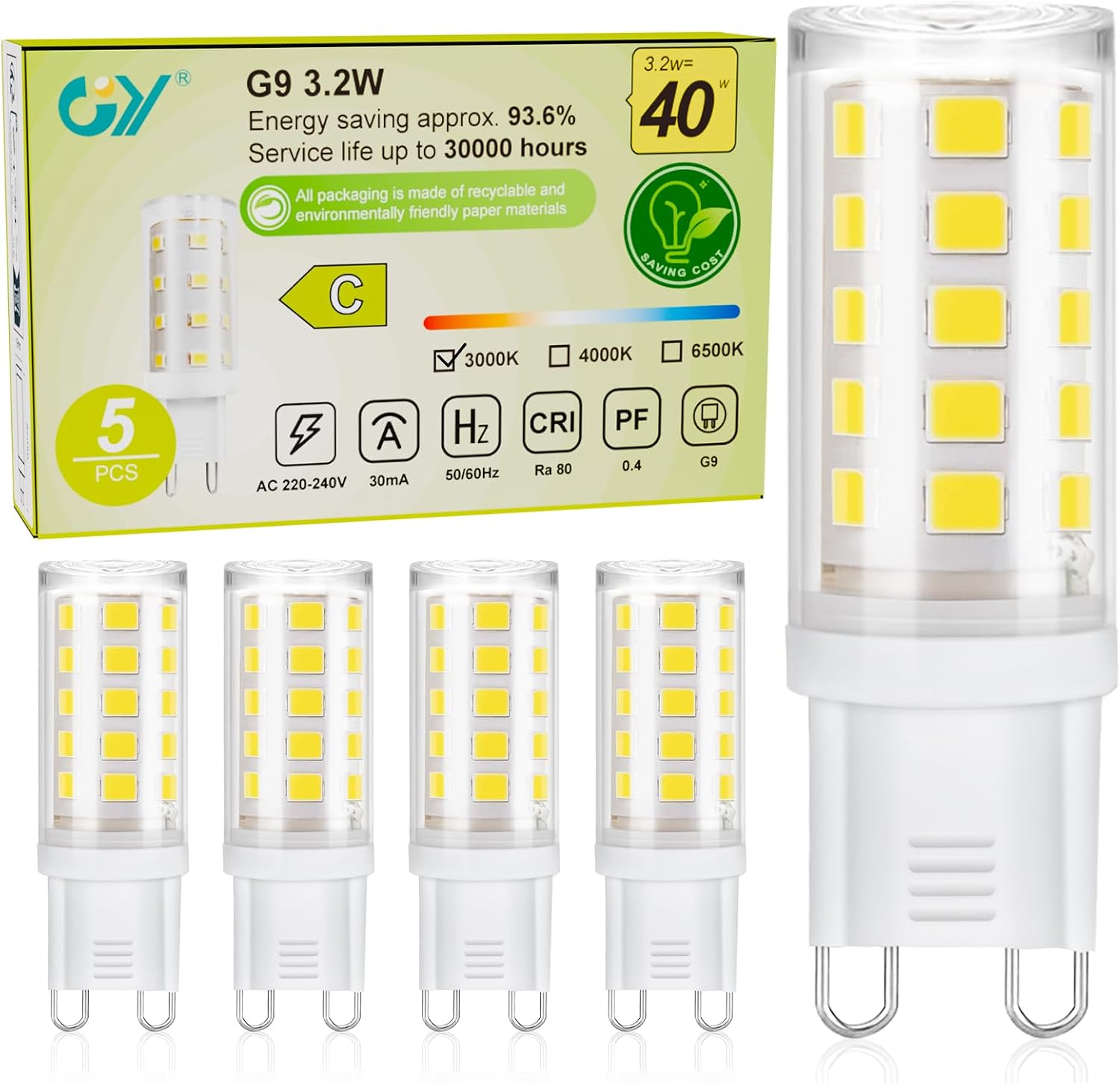 GY G9 classe C 3,2 W 520 lm