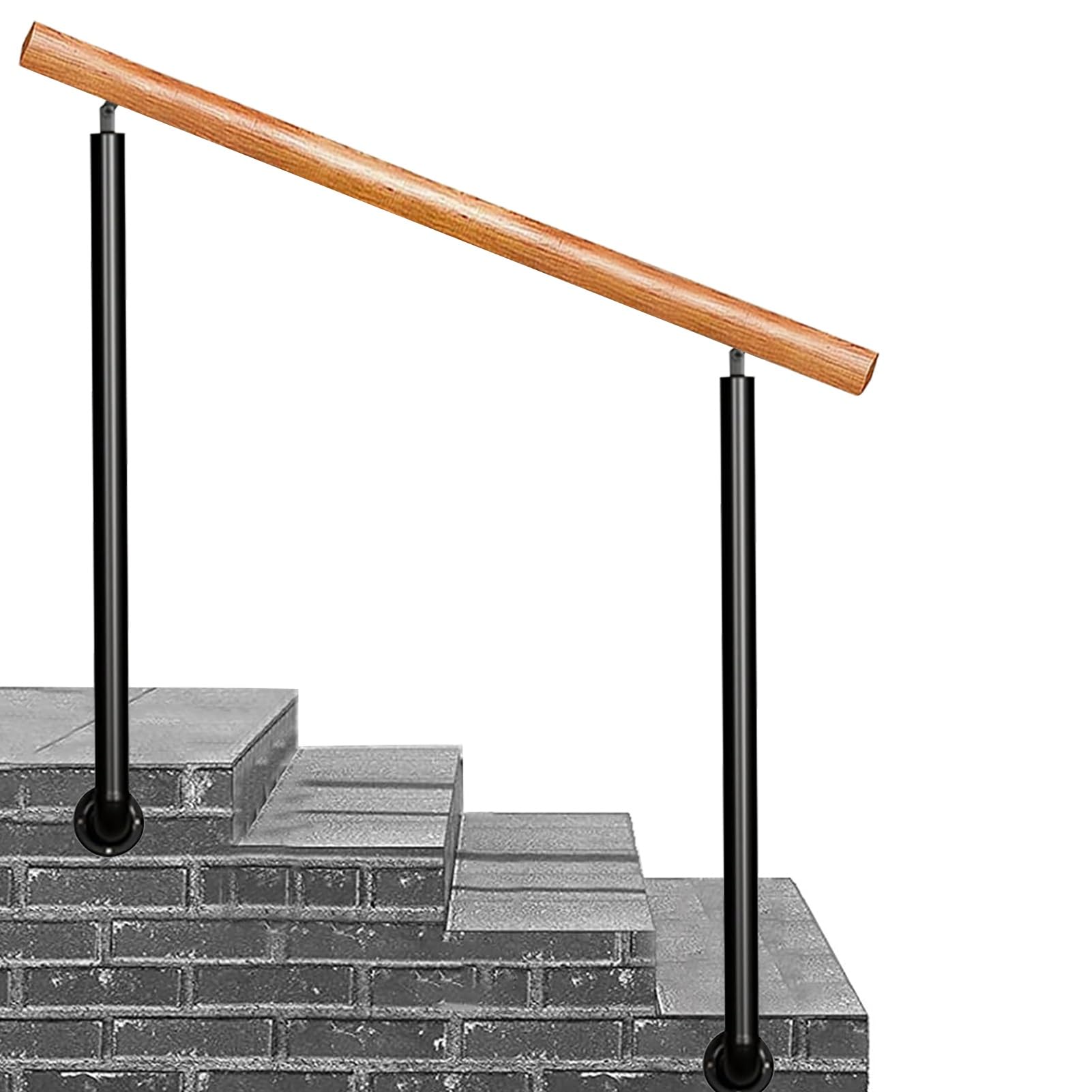 Rampe d'escalier en métal à double poteau avec supports réglables à 270°