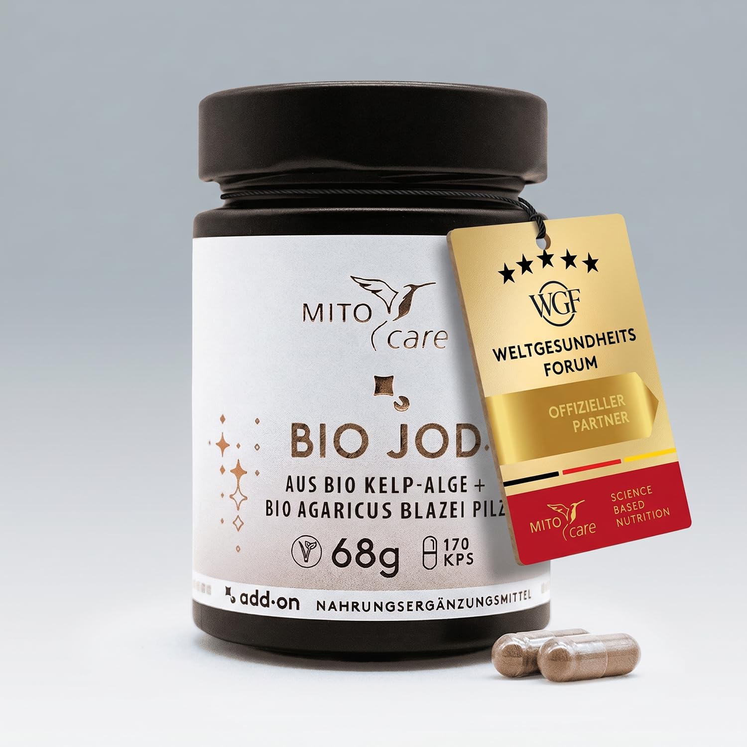 MITOcare Bio Jod - Tabletten fördern die normale Schilddrüsenfunktion - Jod aus Kelp unterstützt den natürlichen Energiestoffwechsel - Vorratspack mit 120 Kapseln, ausreichend für 4 Monate