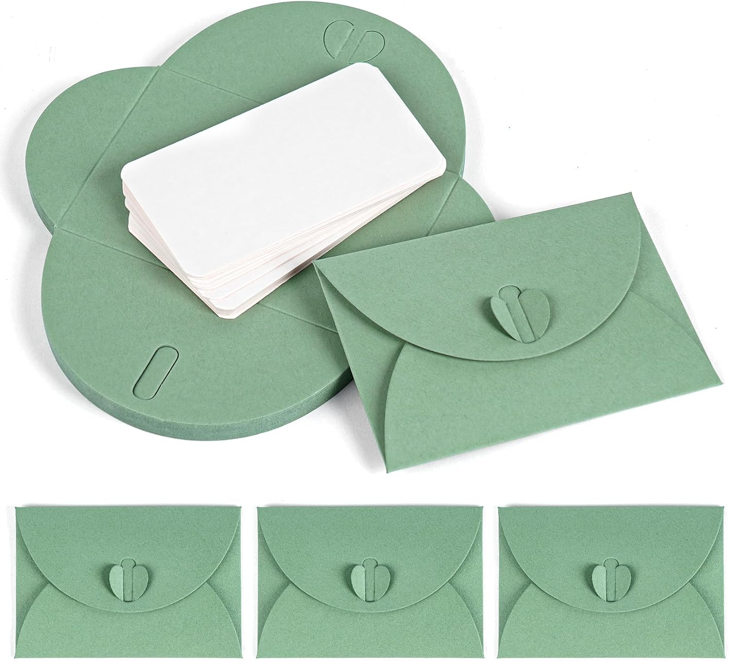 ABSOFINE 25PCS Mini Envelopes with Blank Cards Gift Card Holders Sage Green
