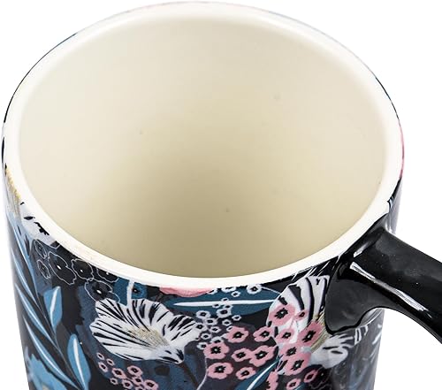 Miniatura 40 de DUSVALLY Taza de café de cerámica,Taza de té de 17 onzas,Taza de porcelana linda con mango y caja de color,Hortensia