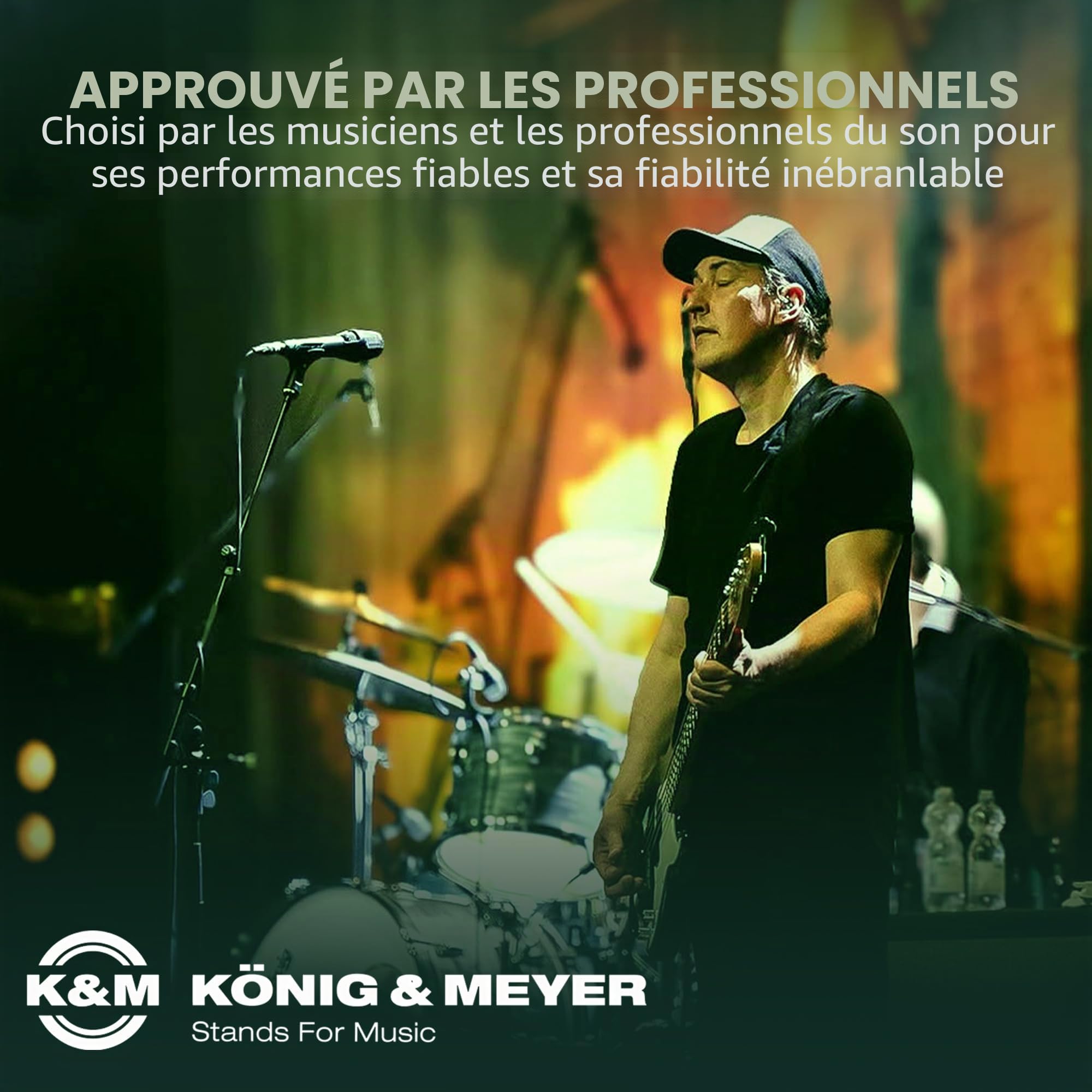 K&M 21090 Pied de micro Noir Acier chromé, bras pivotant, extensible jusqu'à 74,5 cm - 90-160 cm - raccord fileté 3/8