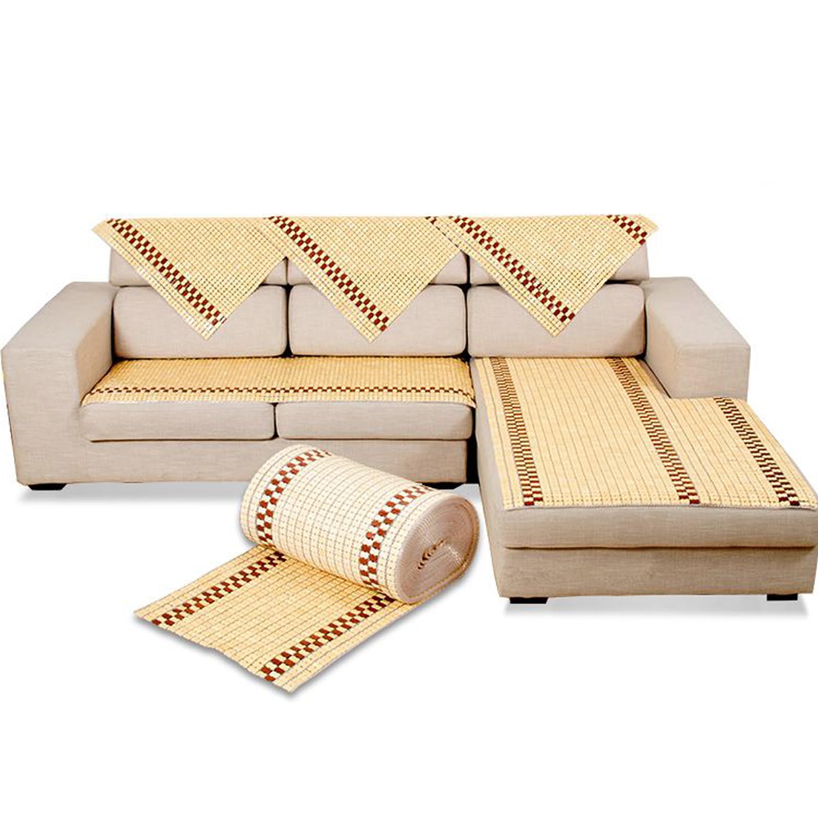 Almohadilla de bambú para colchón de enfriamiento natural, transpirable, plegable, para aire acondicionado, para cama Mahjong, suave y refrescante (55 x 130 cm)