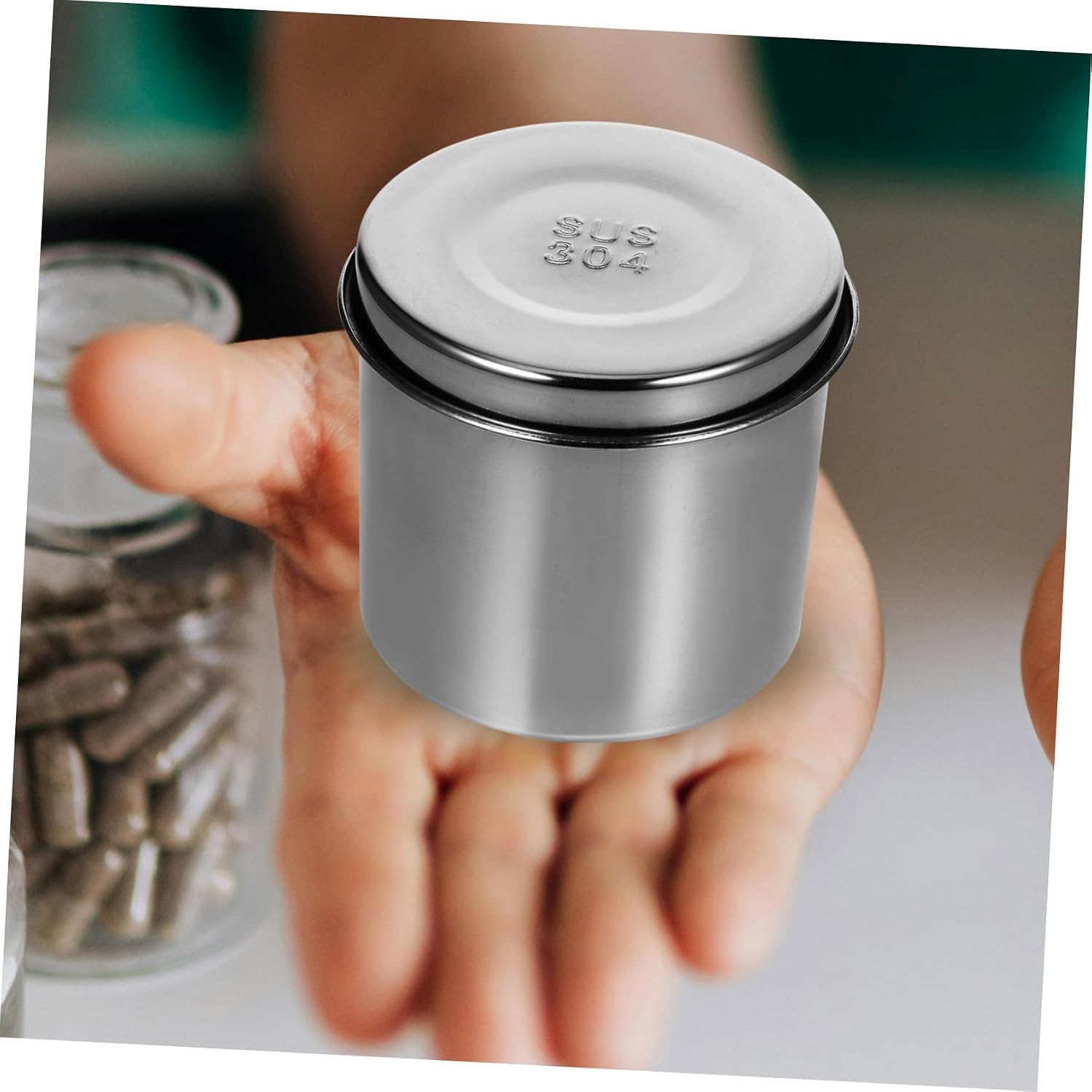 Luxshiny 2Pcs Stainless Steel Ointment Jar Iodine Resistant Medical Container with Lid for Storing Gauze Disinfection Cotton Balls Corrosion Resistant