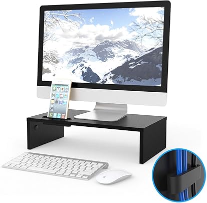 1home Moniteur Stand Lever Ecran Ordinateur Bois Noir L420 235 H104mm 1home Moniteur Stand Lever Ecran Ordinateur Bois Noir L420 235 H104mm