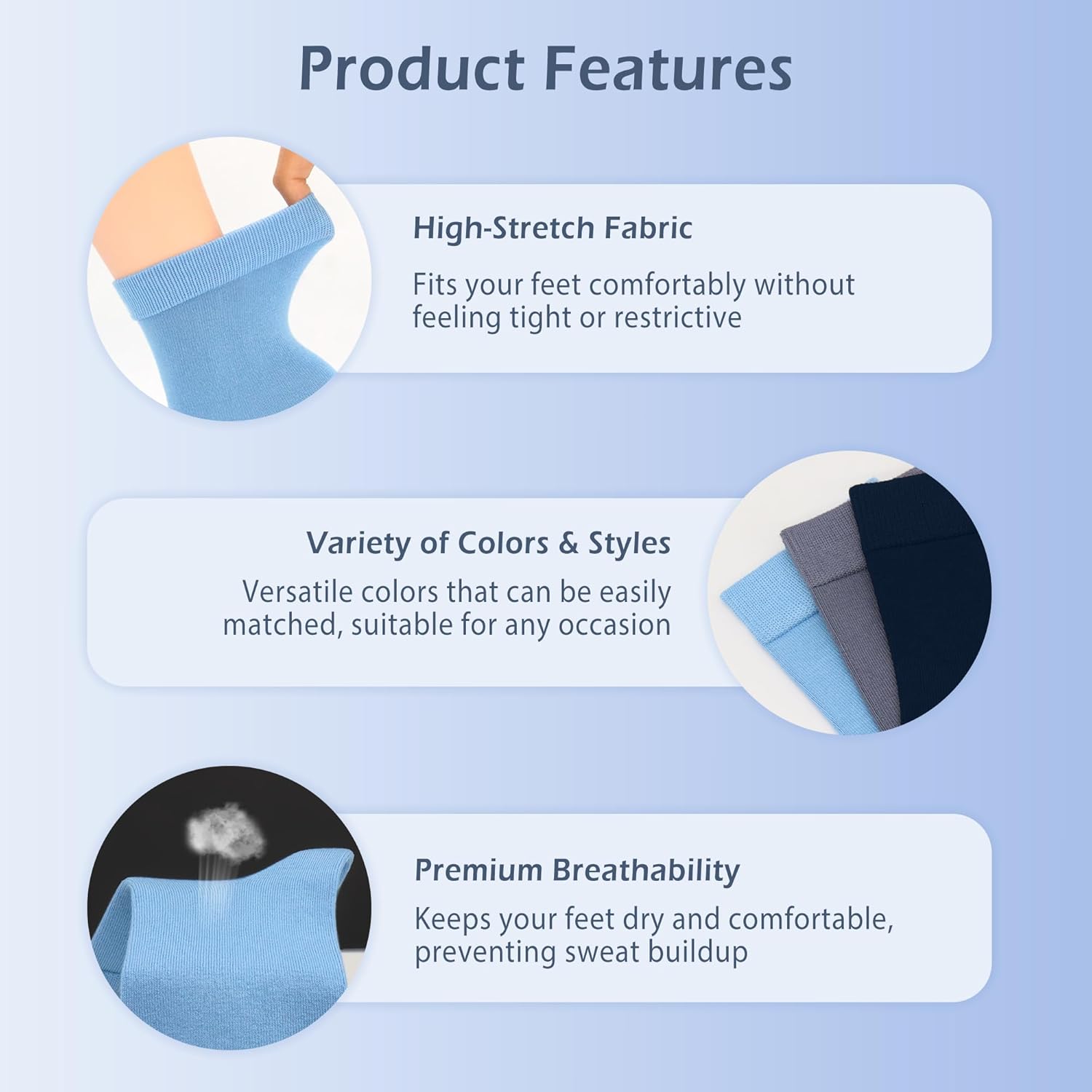 Womens Viscose Bamboo Crew Socks Thin Casual Ultra Soft Colorful Above Ankle Socks Breathable Comfortable 3/6 Pairs - Image 3