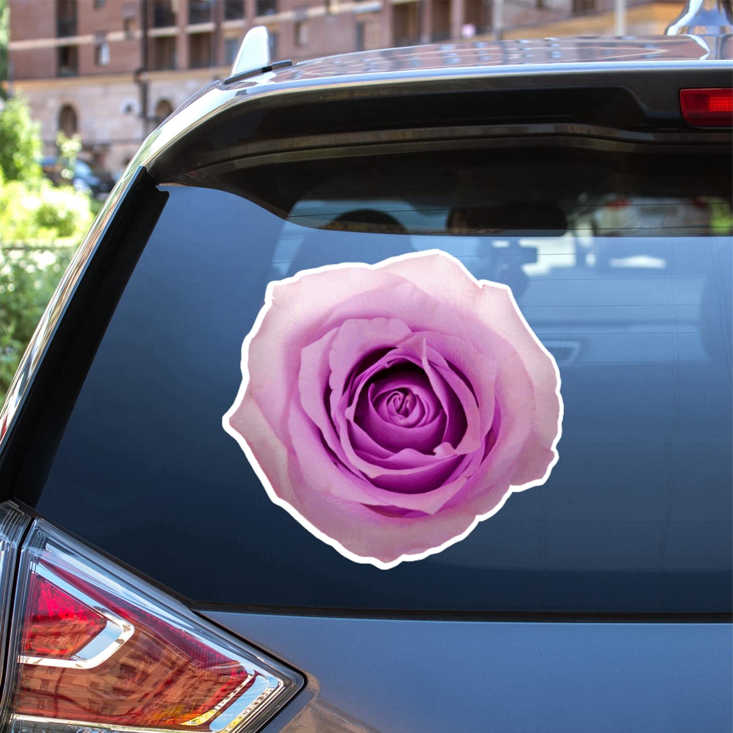 Rose Flower Floral Vinyl Decal Sticker Pink for Car Boat Laptop Reflective Glossy Choose Size (16'' x 15" (40.6cm x 38.1cm), Reflective)