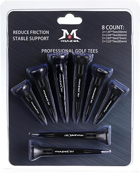 MAZEL Transparent Plastic Golf Tees 8 Pack,Enhanced Durability & Stability Plastic Tees with 5 Prongs,Minimize Friction and Side Spin