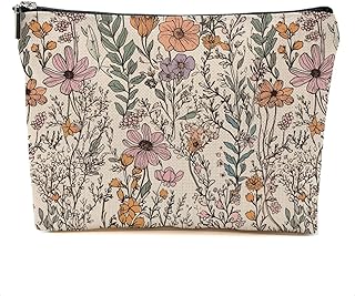 Bolsa de maquillaje vintage de flores silvest...