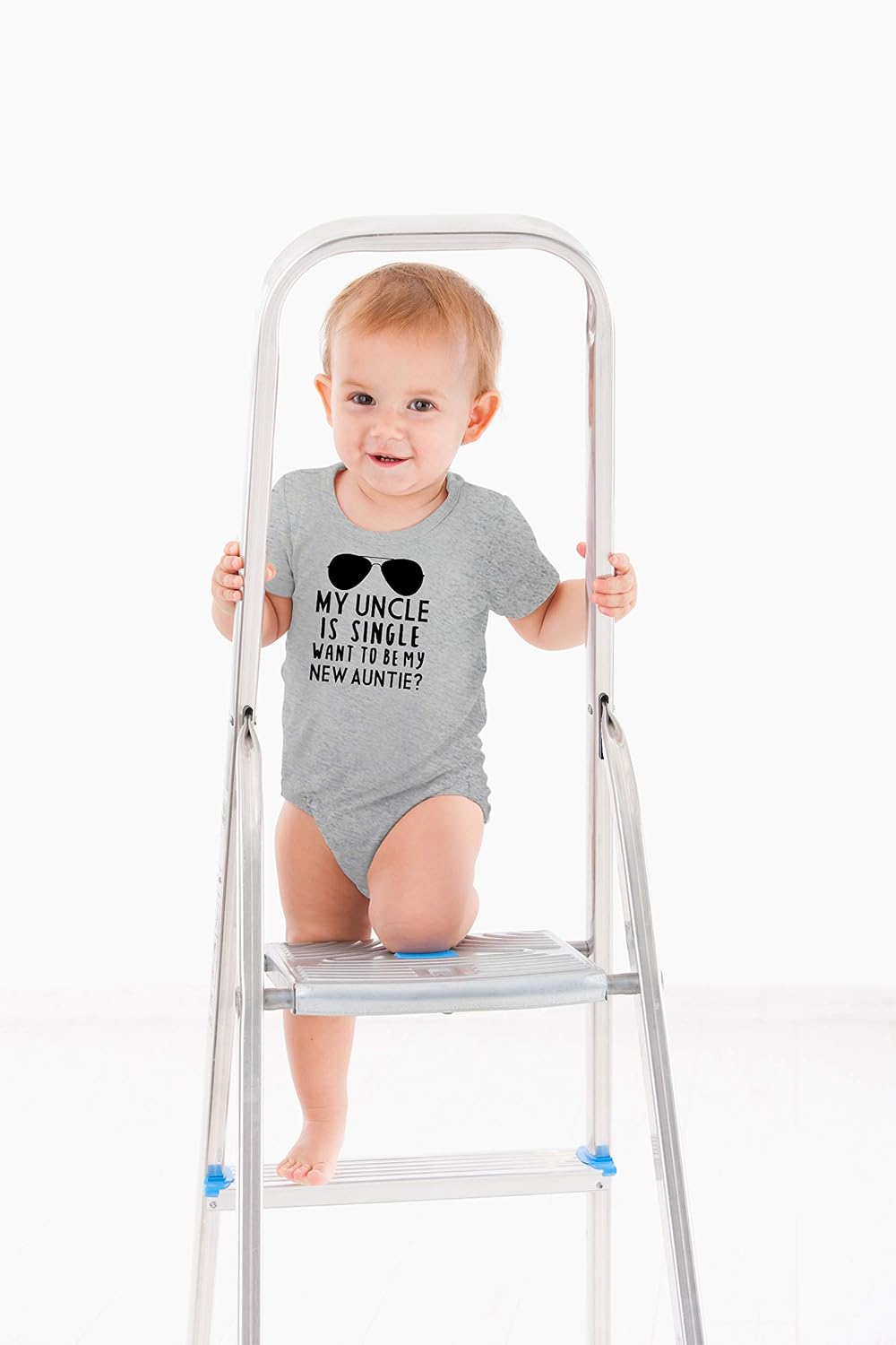 AW Fashions My Uncle Is Single Want To Be My New Auntie Baby Bodysuit Funny Adorable Infant Romper Outfit image 3