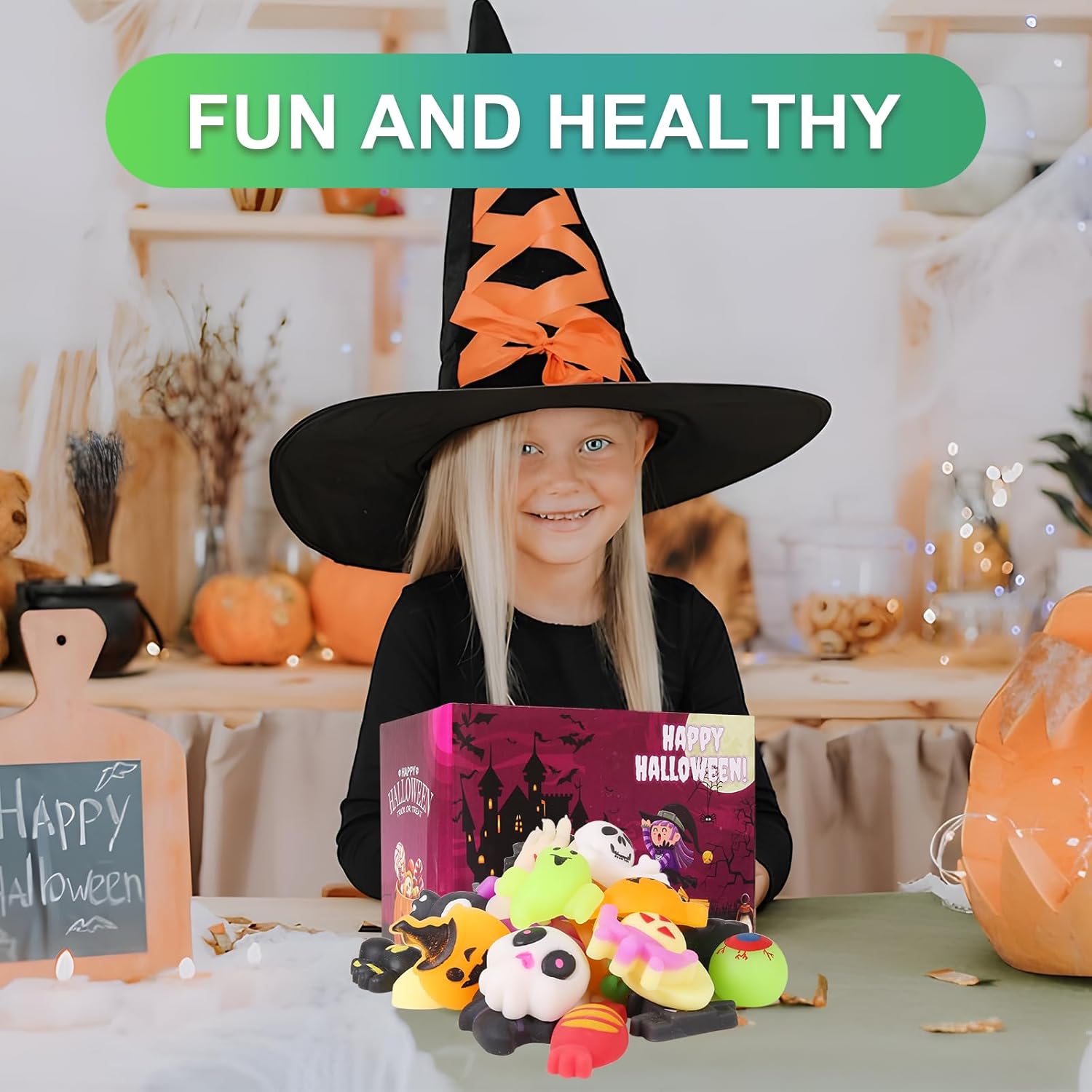 32 Pcs Halloween Random Mochi Squishy Toys, Party Favors Goodie Bags Stuffers for Kids, Stress Relief Halloween Treats Non Candy Classroom Prizes Fidgets Toys for Trick or Treat Gifts - Image 3