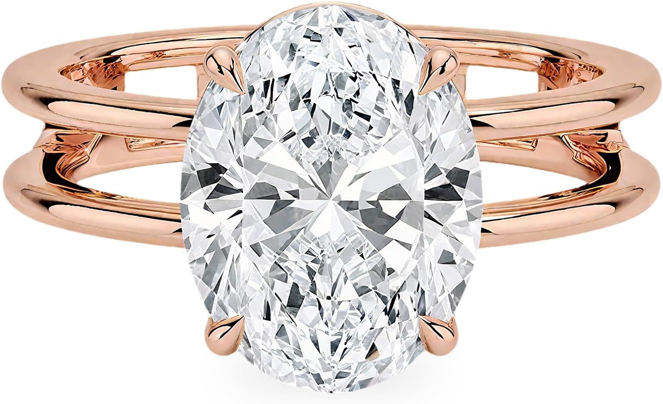 3-5 Ct Oval Cut Moissanite Engagement Ring 10K 14K 18K White/White/Yellow Gold Moissanite Oval Double Band Ring Promise Anniversary Ring Wife and Her