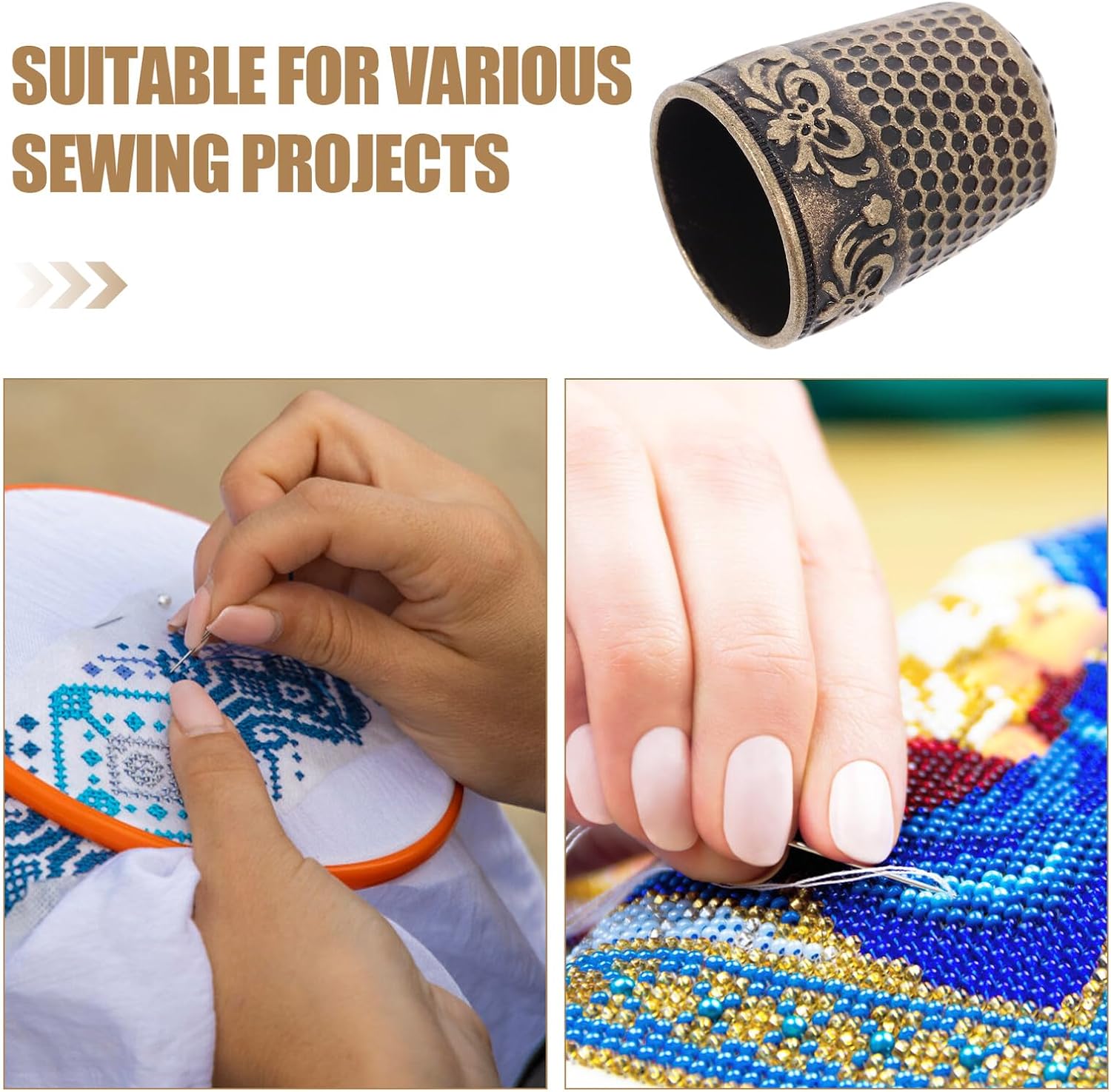 Alipis 10pcs Copper Iron Thimbles Sewing Finger Protectors Quilting Finger Covers Professional Needlework Thimble Guards for DIY Sewing and Embroidery