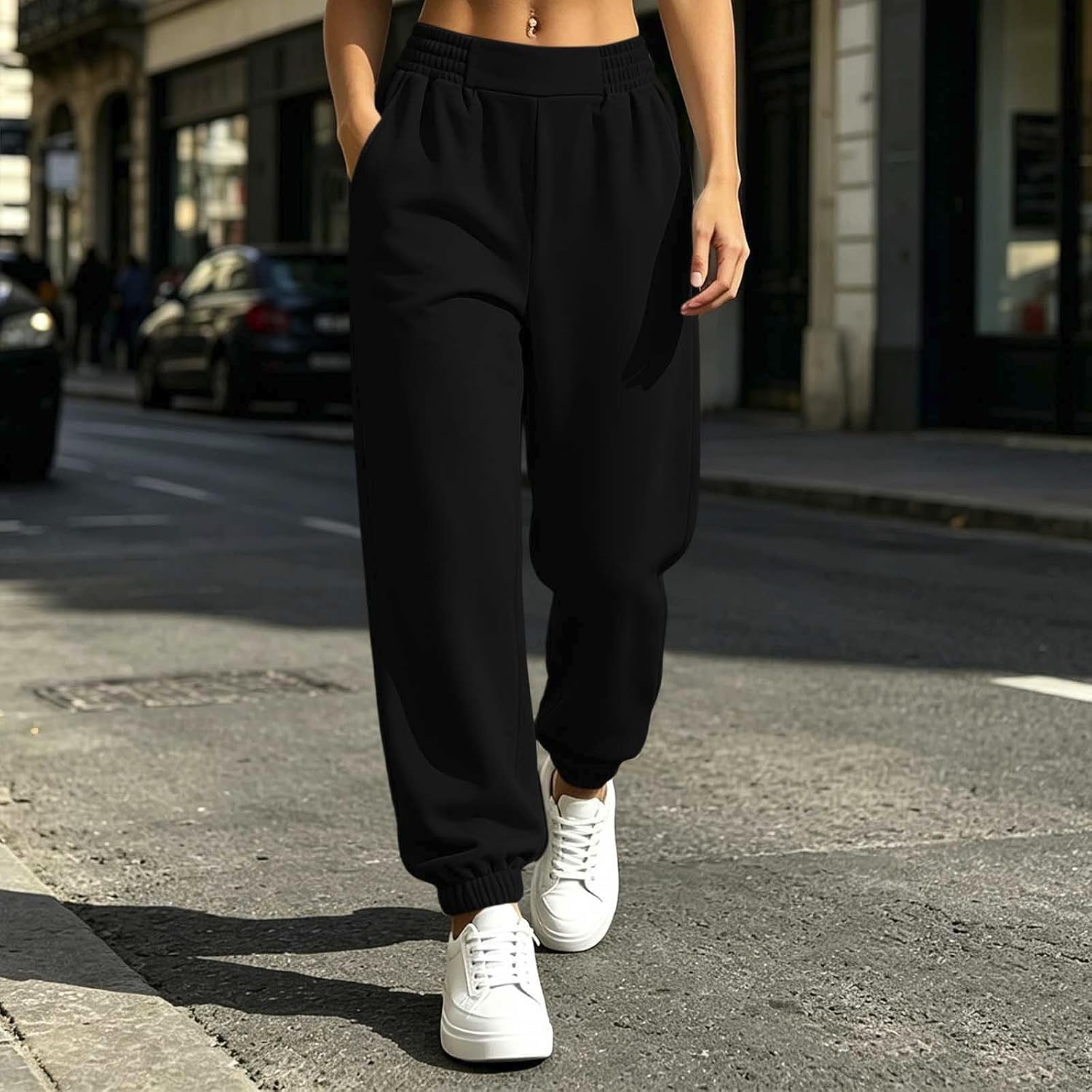 Women's Baggy Sweatpants High Waisted Fall Fashion Winter Comfy Pants with Pockets Athletic Solid Lounge Jogger
